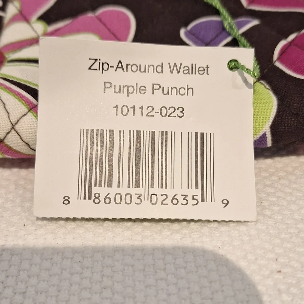Vera Bradley Women's Floral Zip-around Wallet - Purple Punch Pink and Green Nwt - Picture 2 of 4